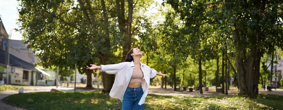 energetic person outdoors walking fresh air