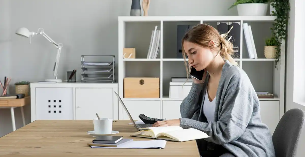 productive person working efficiently at desk