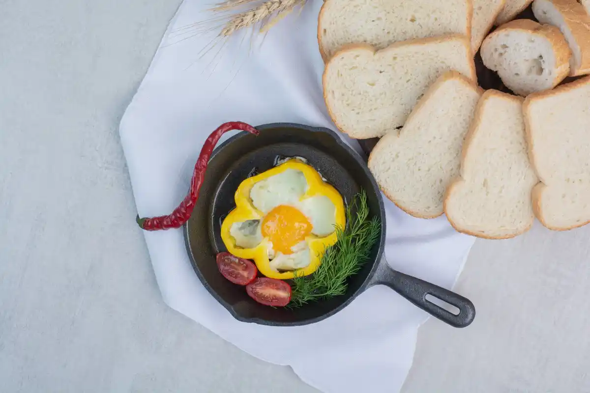 fried eggs close up skillet