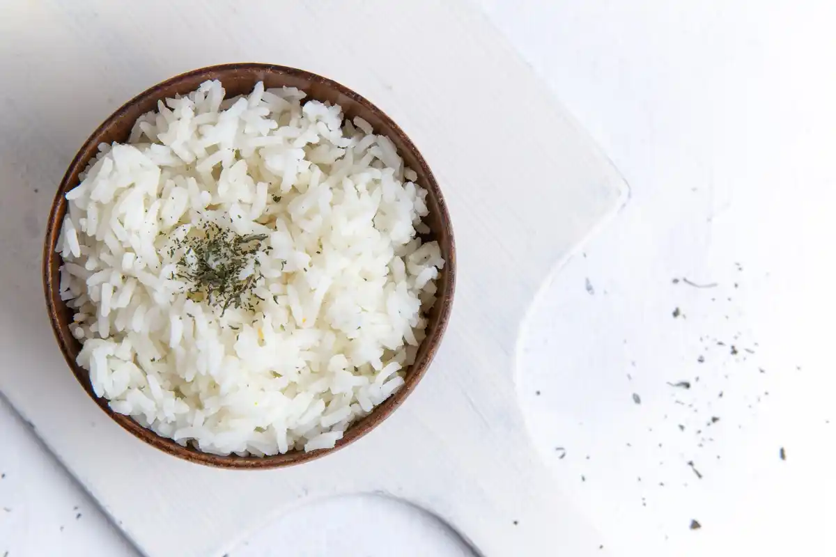 perfectly cooked rice in pot