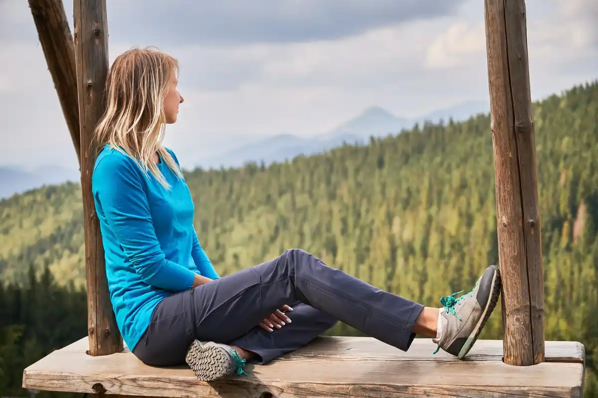relaxed person nature stress relief Sweden
